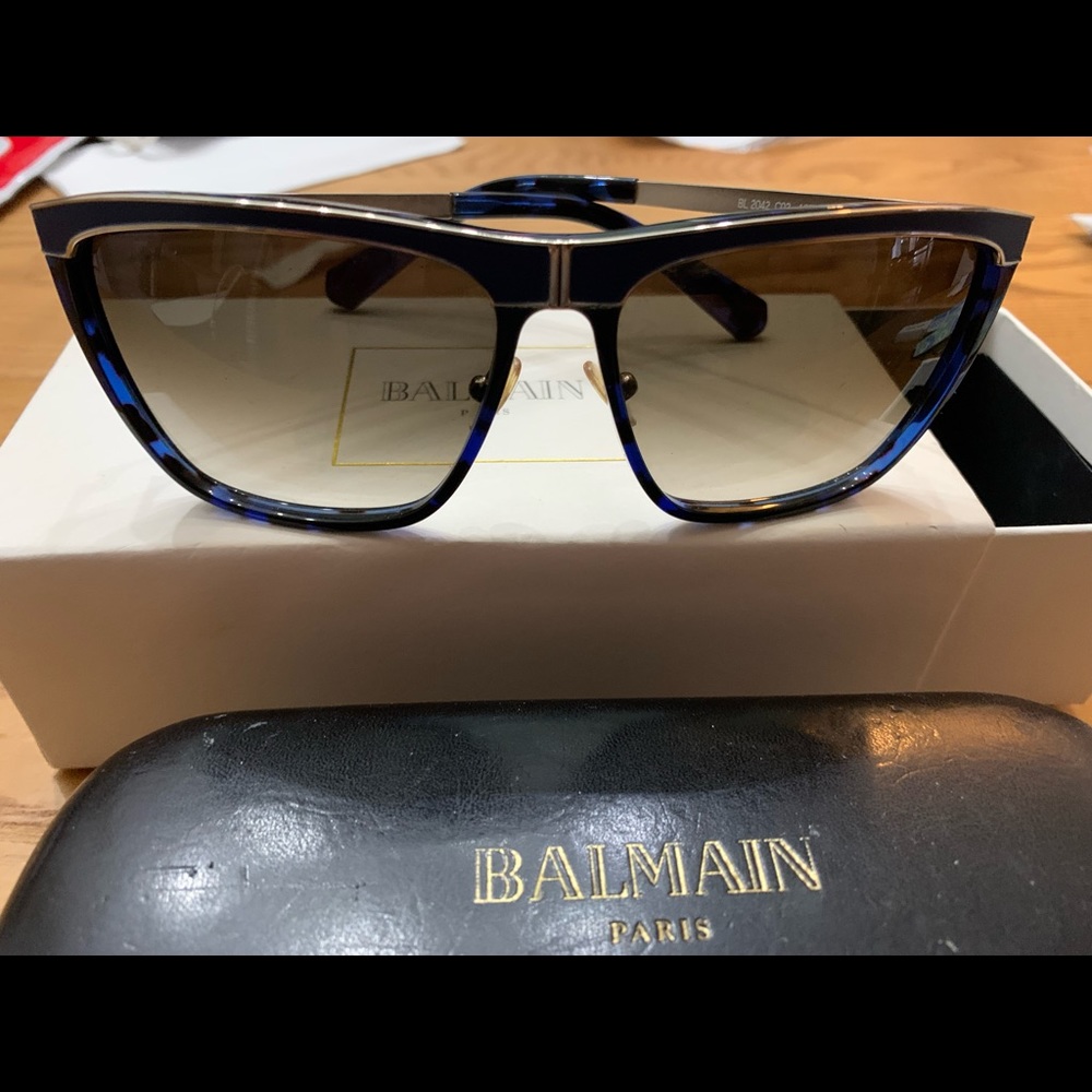BALMAIN SUNGLASSES BLUE BLUE HAVANA TORTOISESHELL